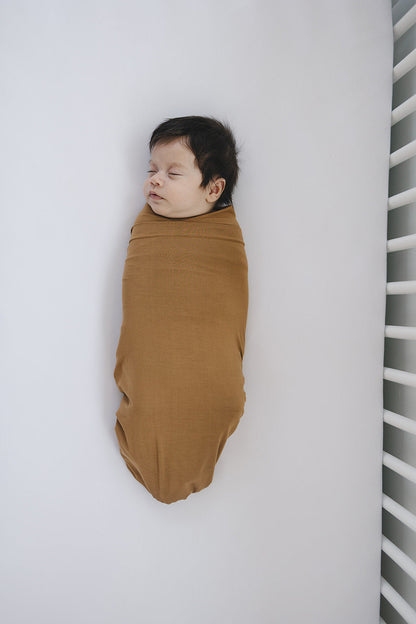 Mustard Bamboo Stretch Swaddle - Ivory Soul