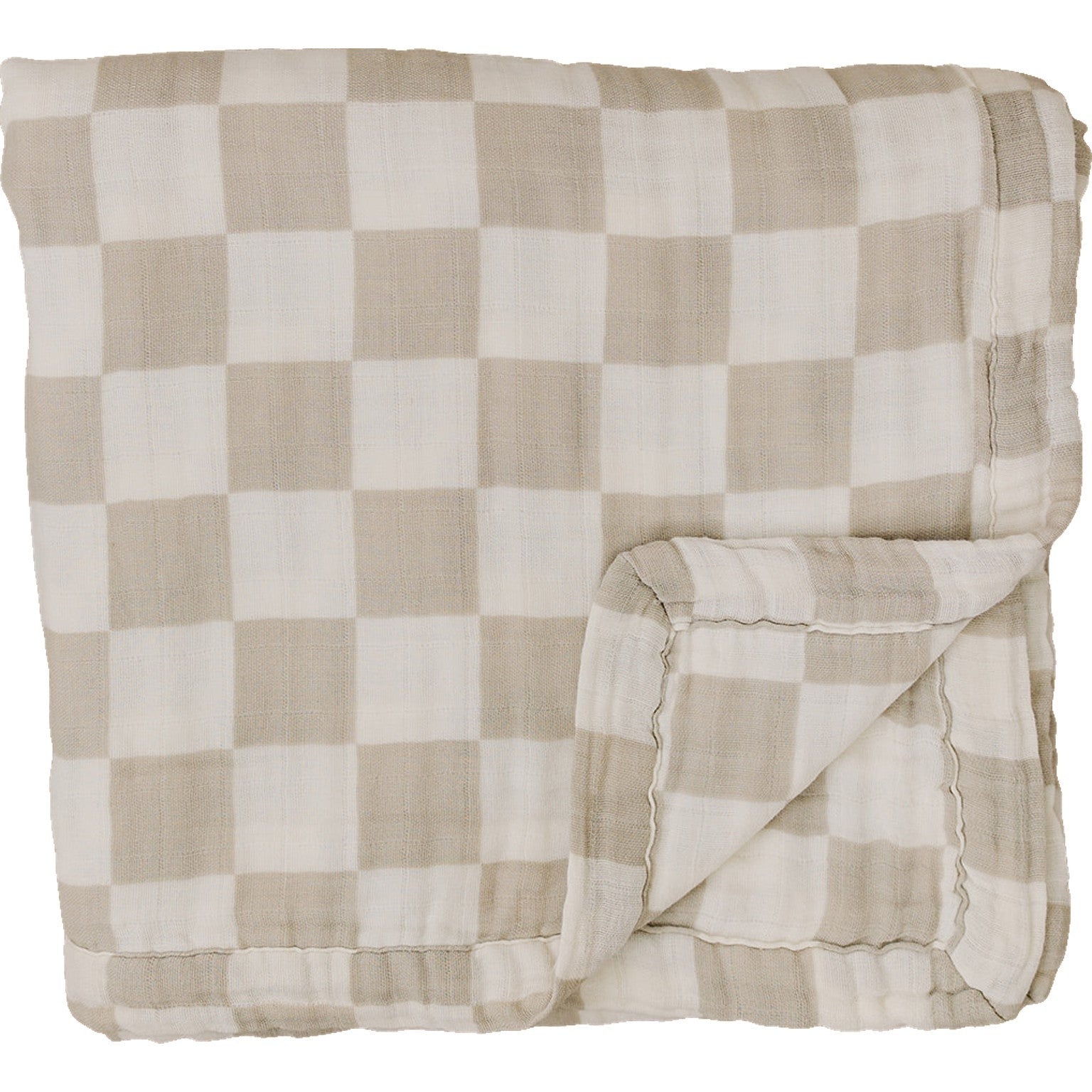 Taupe Checkered Muslin Quilt - Ivory Soul