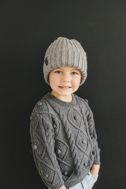 Grey Chunky Knit Beanie - Ivory Soul