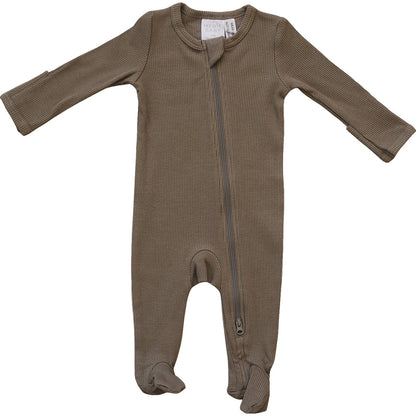 Cocoa Organic Cotton Ribbed Zipper - Ivory Soul