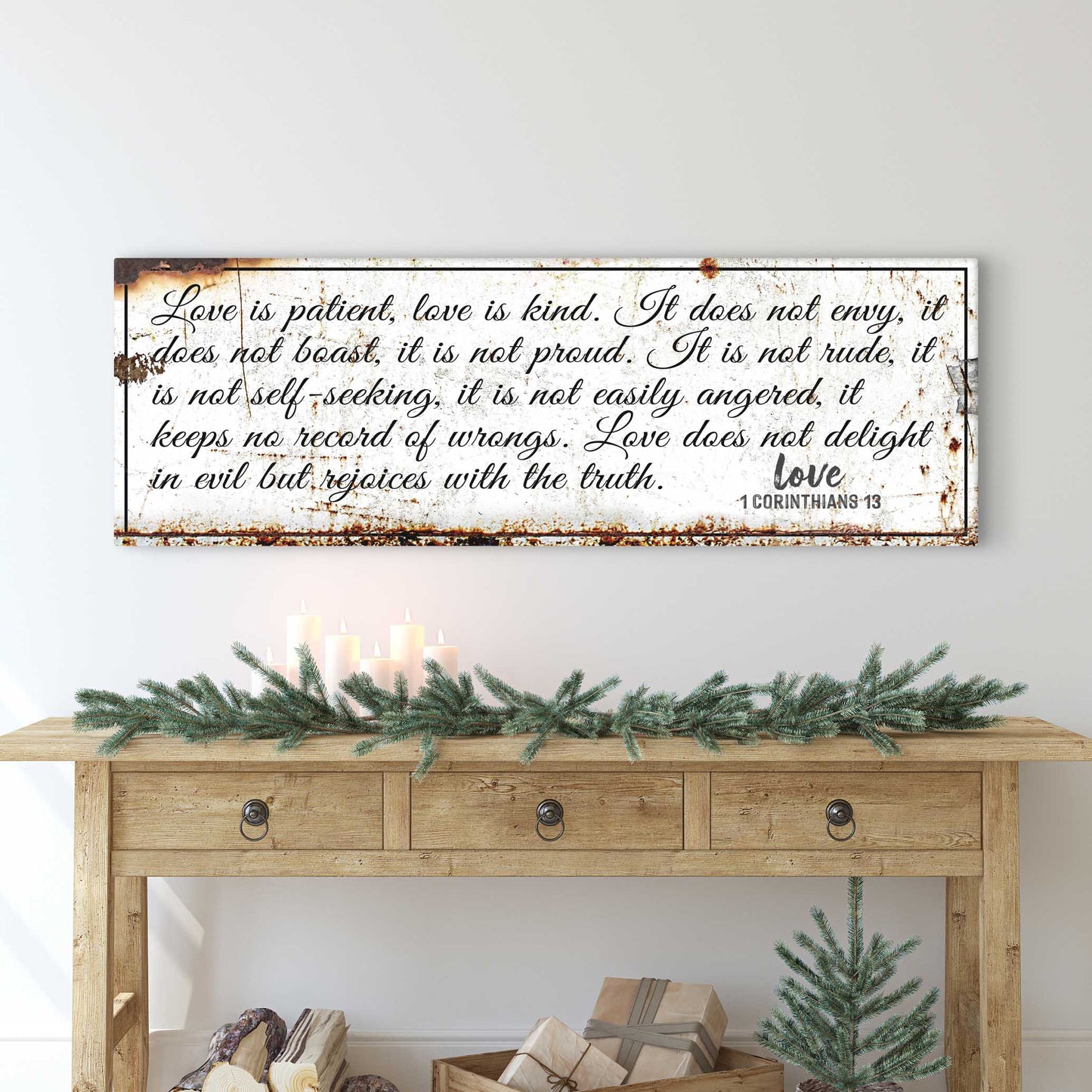 1 Corinthians 13 - Love Is Patient Rustic Sign