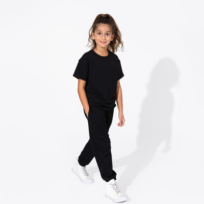 Obsidian Black Bamboo Terry Kids Oversized T-Shirt