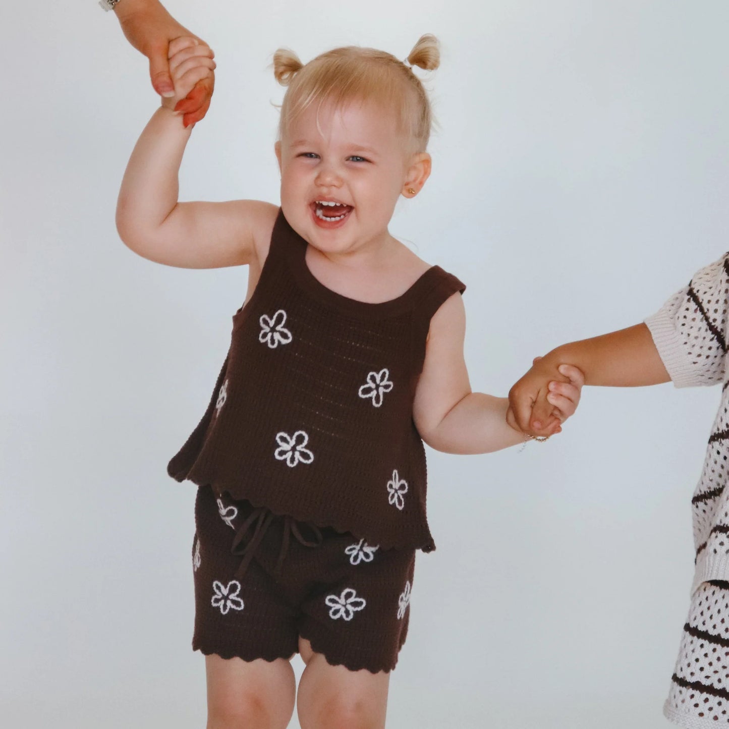 daisy knit tie set - espresso