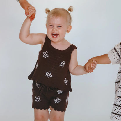 daisy knit tie set - espresso