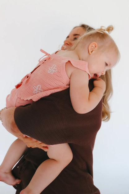 daisy knit tie set - blush