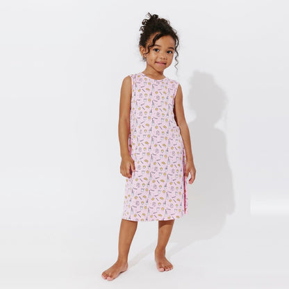 Milk & Cookies Pink Bamboo Girls' Sleeveless Dress - Ivory Soul