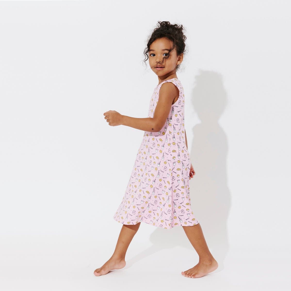 Milk & Cookies Pink Bamboo Girls' Sleeveless Dress - Ivory Soul