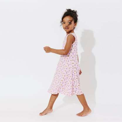 Milk & Cookies Pink Bamboo Girls' Sleeveless Dress - Ivory Soul