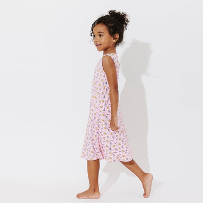 Milk & Cookies Pink Bamboo Girls' Sleeveless Dress - Ivory Soul