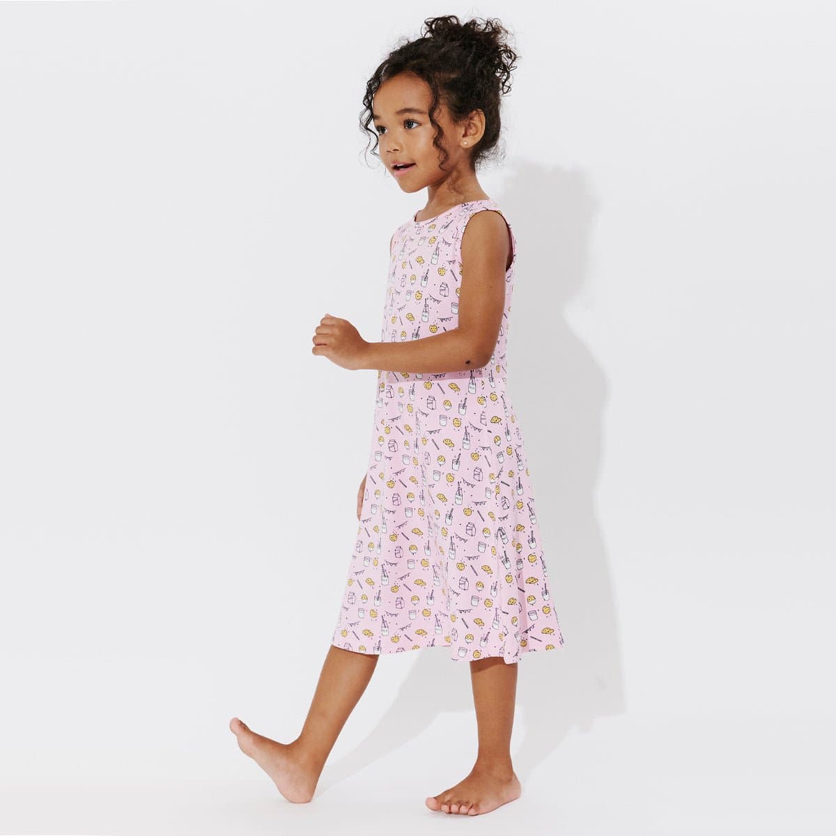 Milk & Cookies Pink Bamboo Girls' Sleeveless Dress - Ivory Soul