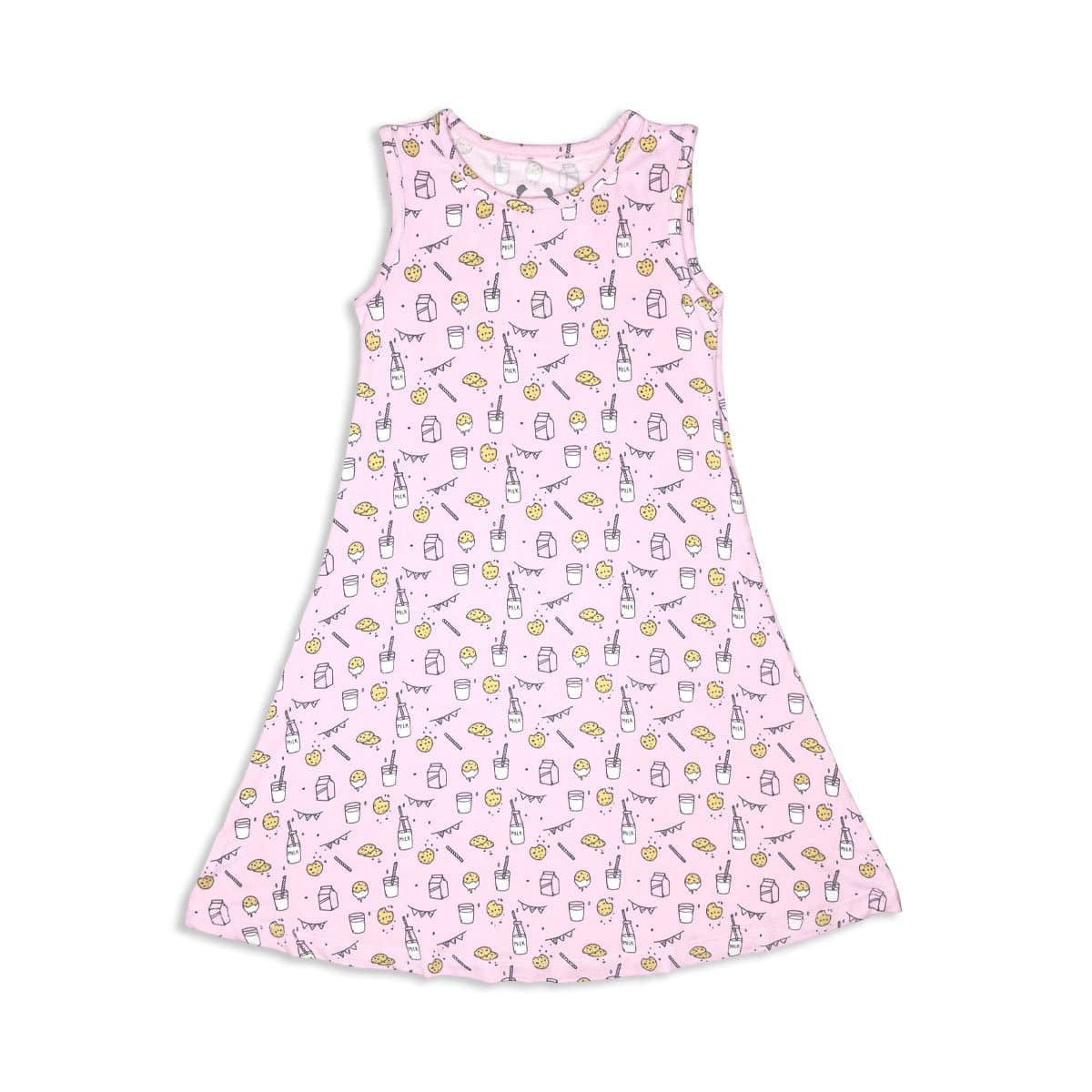 Milk & Cookies Pink Bamboo Girls' Sleeveless Dress - Ivory Soul
