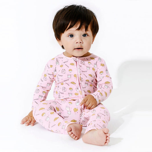 Milk and Cookies Pink Bamboo Convertible Footie - Ivory Soul