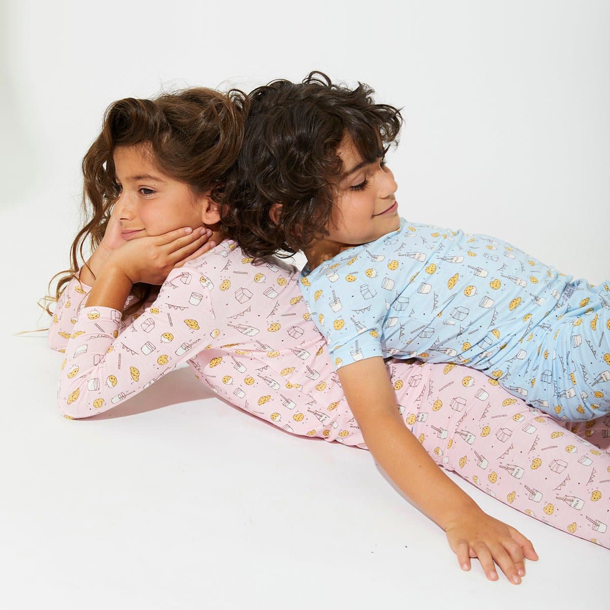 Milk & Cookies Blue Bamboo Kids Pajama Short Set