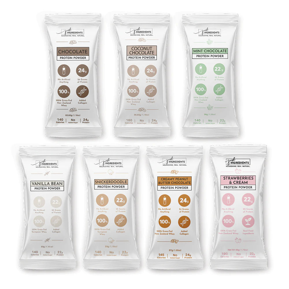 protein powder travel pack - 7 flavors | 14 sticks