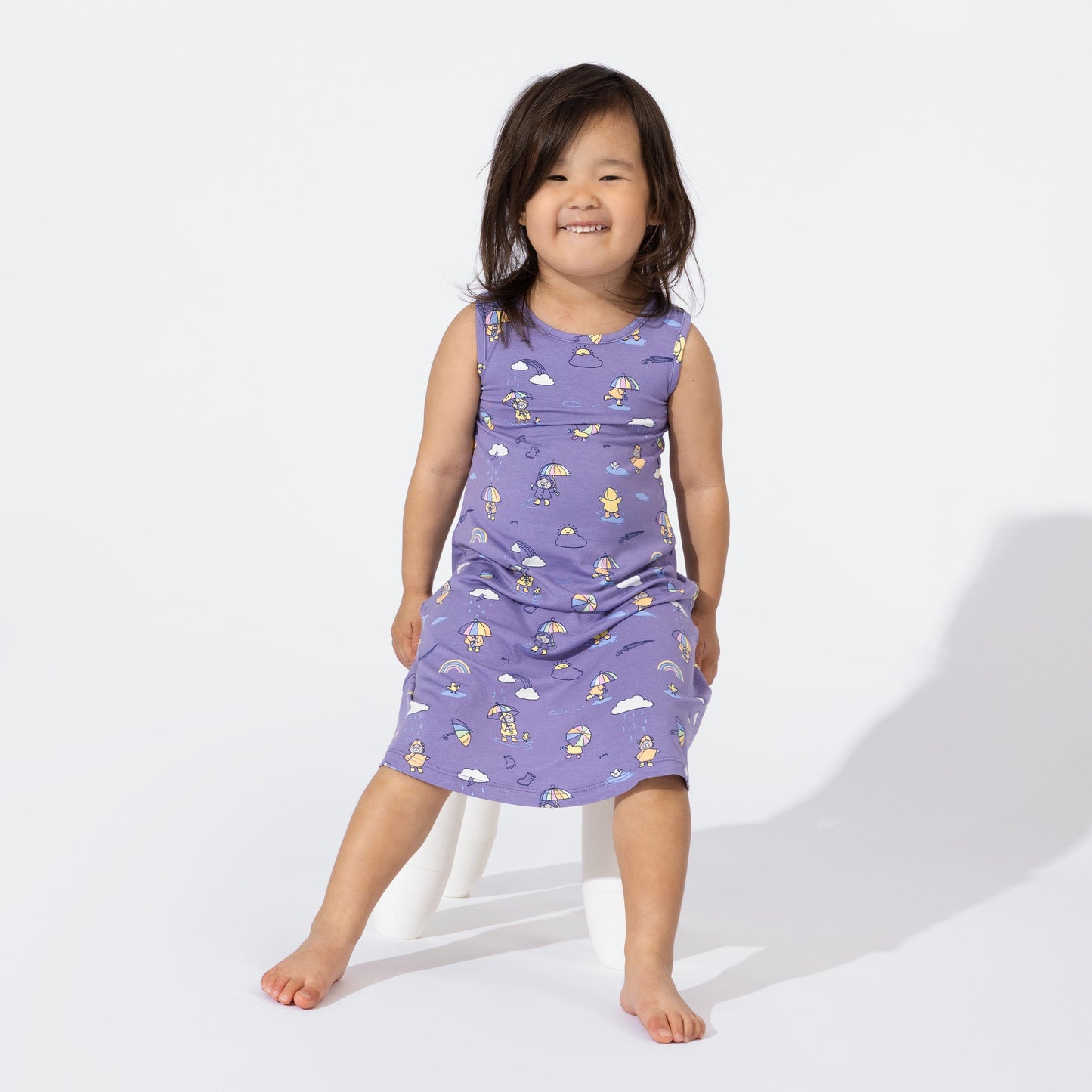 Rainbow Bear Bamboo Girls' Sleeveless Dress