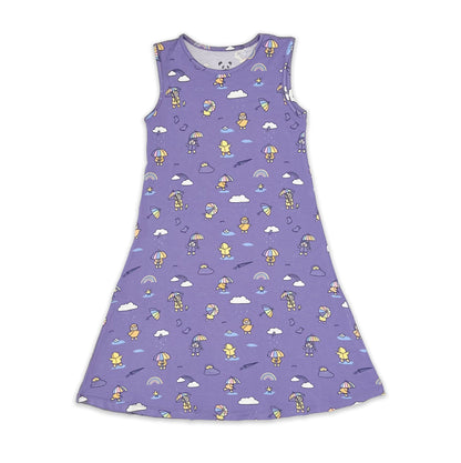 Rainbow Bear Bamboo Girls' Sleeveless Dress