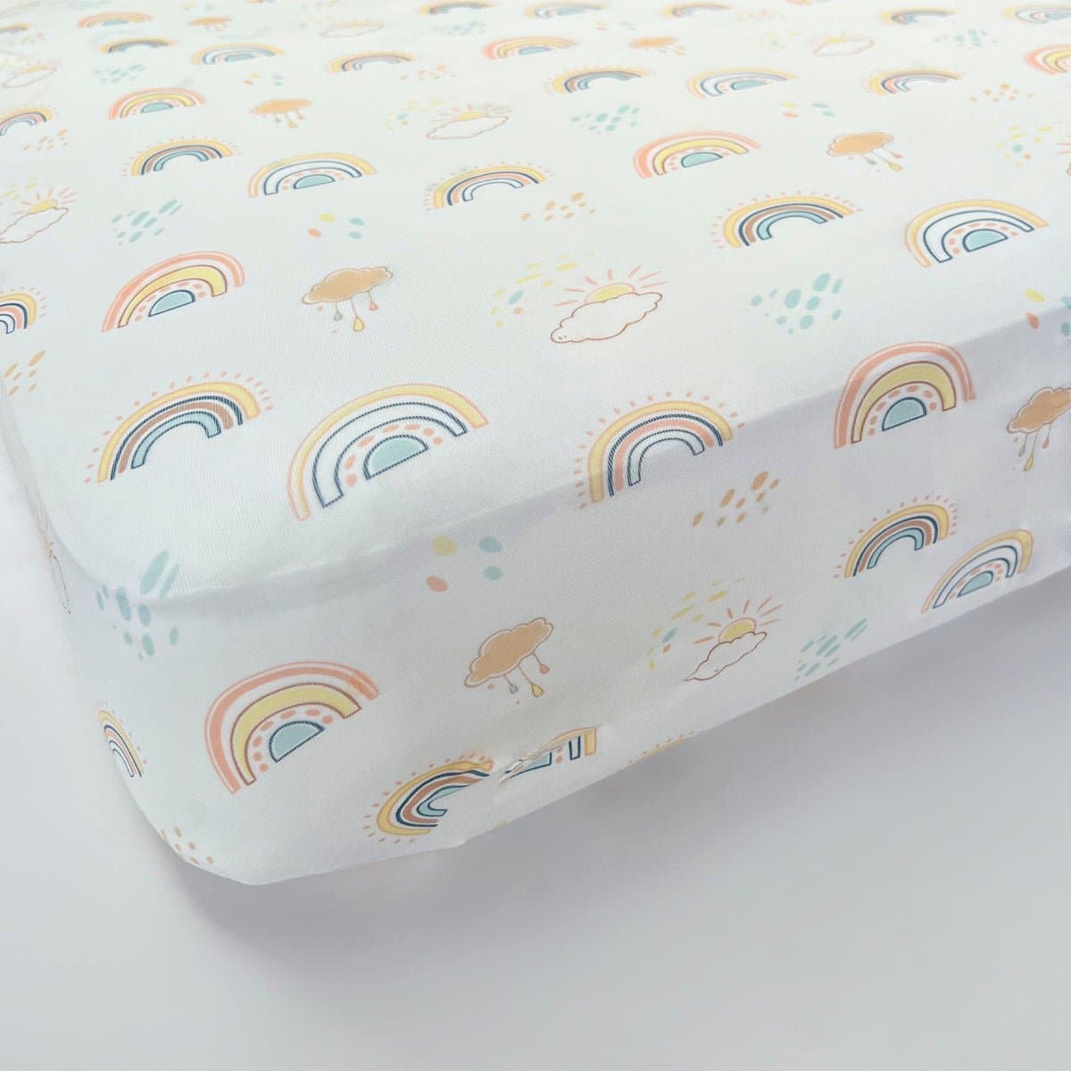 Rainbows Bamboo Changing Pad Cover - Ivory Soul