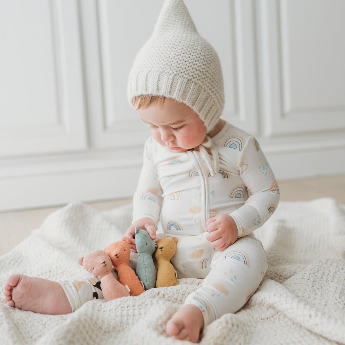 Rainbows Bamboo Convertible Footie - Ivory Soul