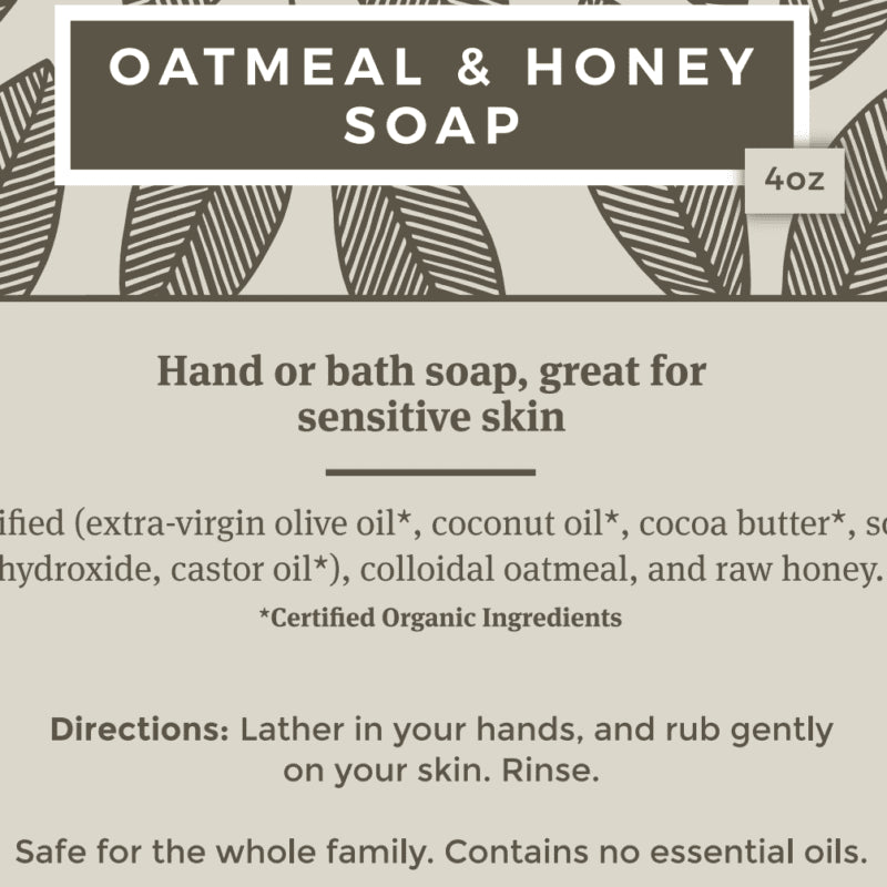 oatmeal + honey soap - for dry, damaged skin