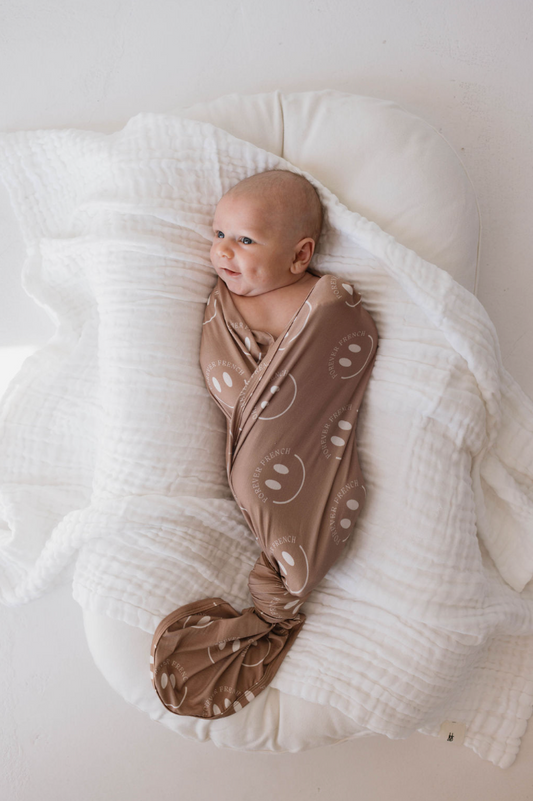 Bamboo Swaddle | Desert Clay ff Smile - Ivory Soul