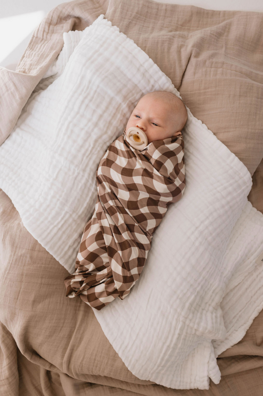 Bamboo Swaddle | Groovy Gingham - Ivory Soul