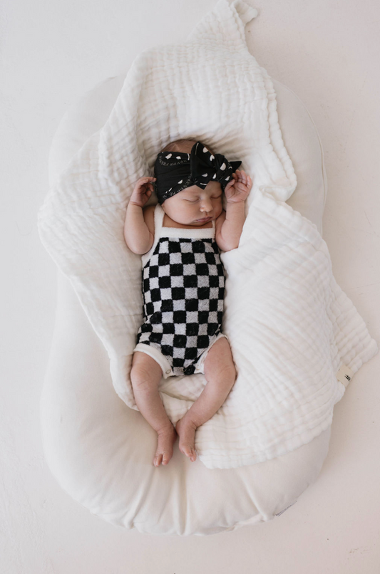 Terry Tank Bodysuit | Black & White Checkerboard