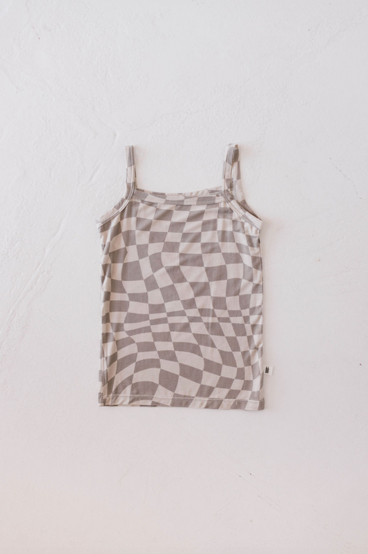 Basic Bamboo Tank | Wavy Checker - Ivory Soul