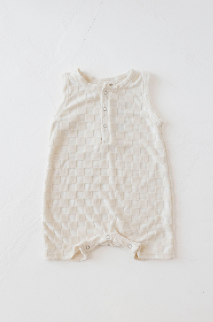 Tank Romper | Cream Checkerboard