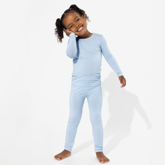 Sky Blue Bamboo Kids Pajamas - Ivory Soul