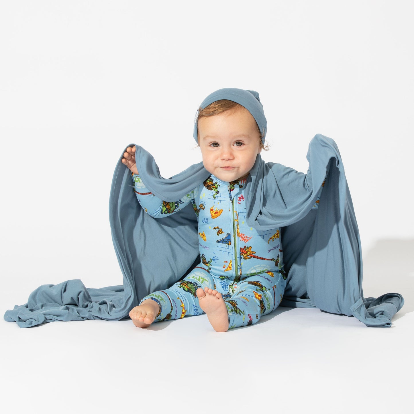 Oasis Teal Bamboo Swaddle & Beanie Set - Ivory Soul