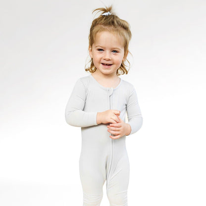 Cloud Grey Bamboo Convertible Footie - Ivory Soul