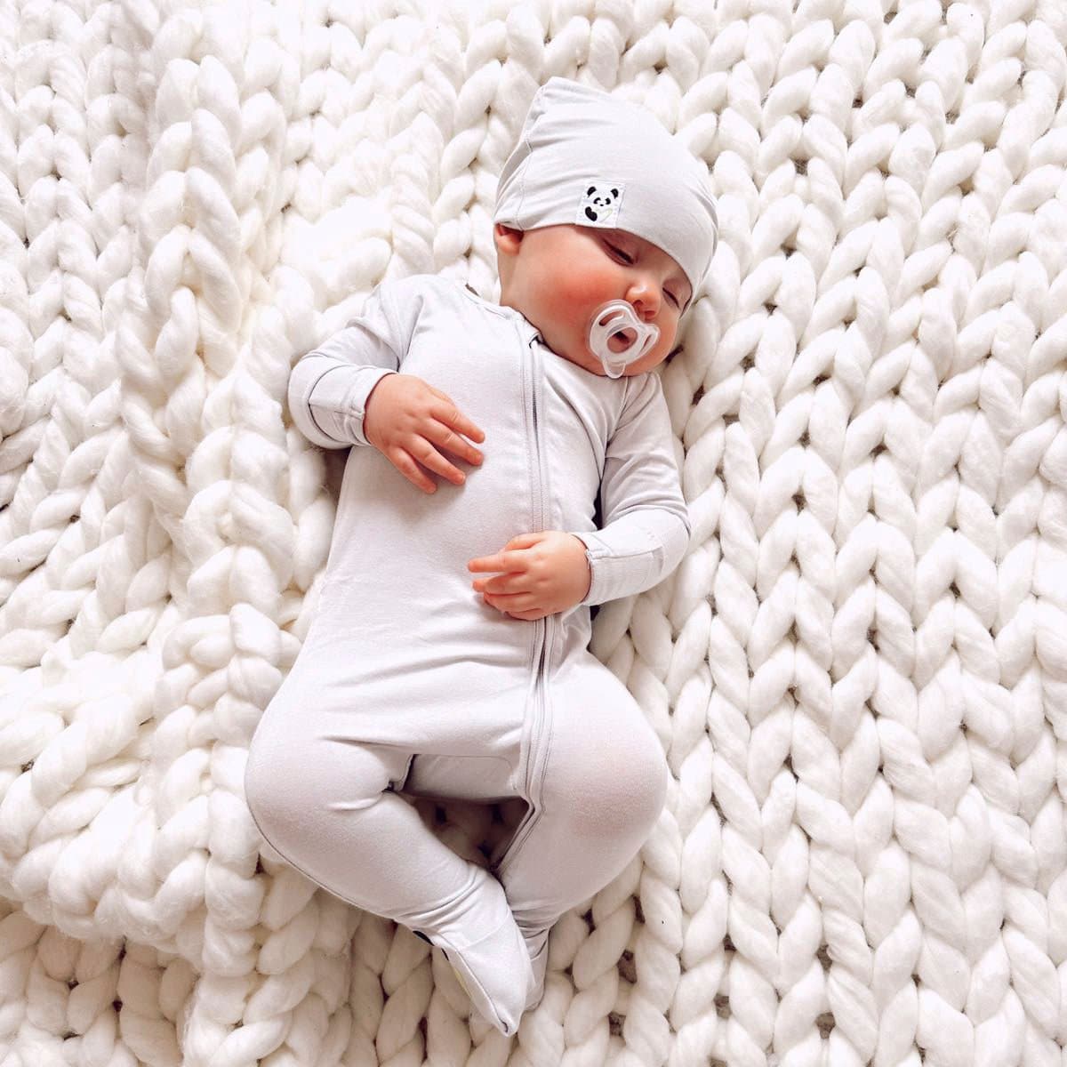 Cloud Grey Bamboo Convertible Footie - Ivory Soul