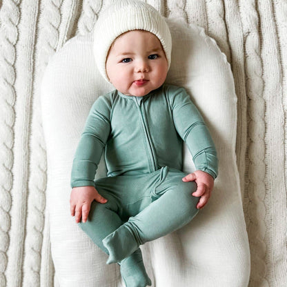 Misty Green Bamboo Convertible Footie - Ivory Soul
