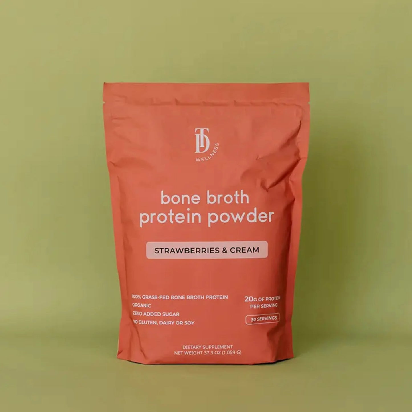 strawberries + cream bone broth protein