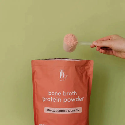 strawberries + cream bone broth protein