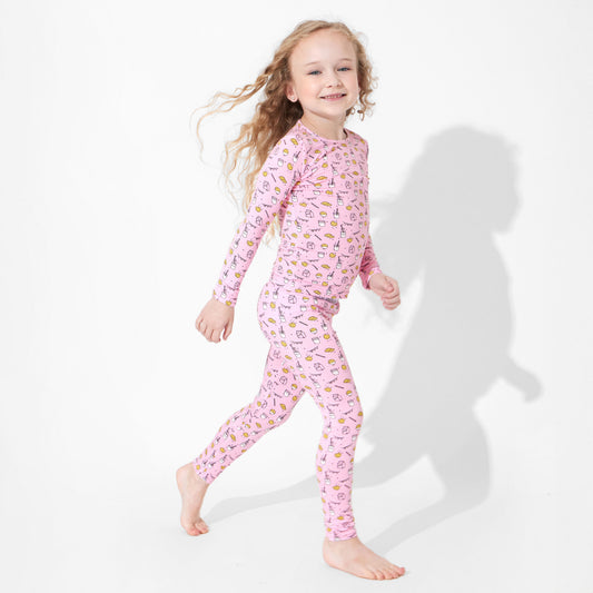 Milk & Cookies Pink Bamboo Kids Pajamas - Ivory Soul