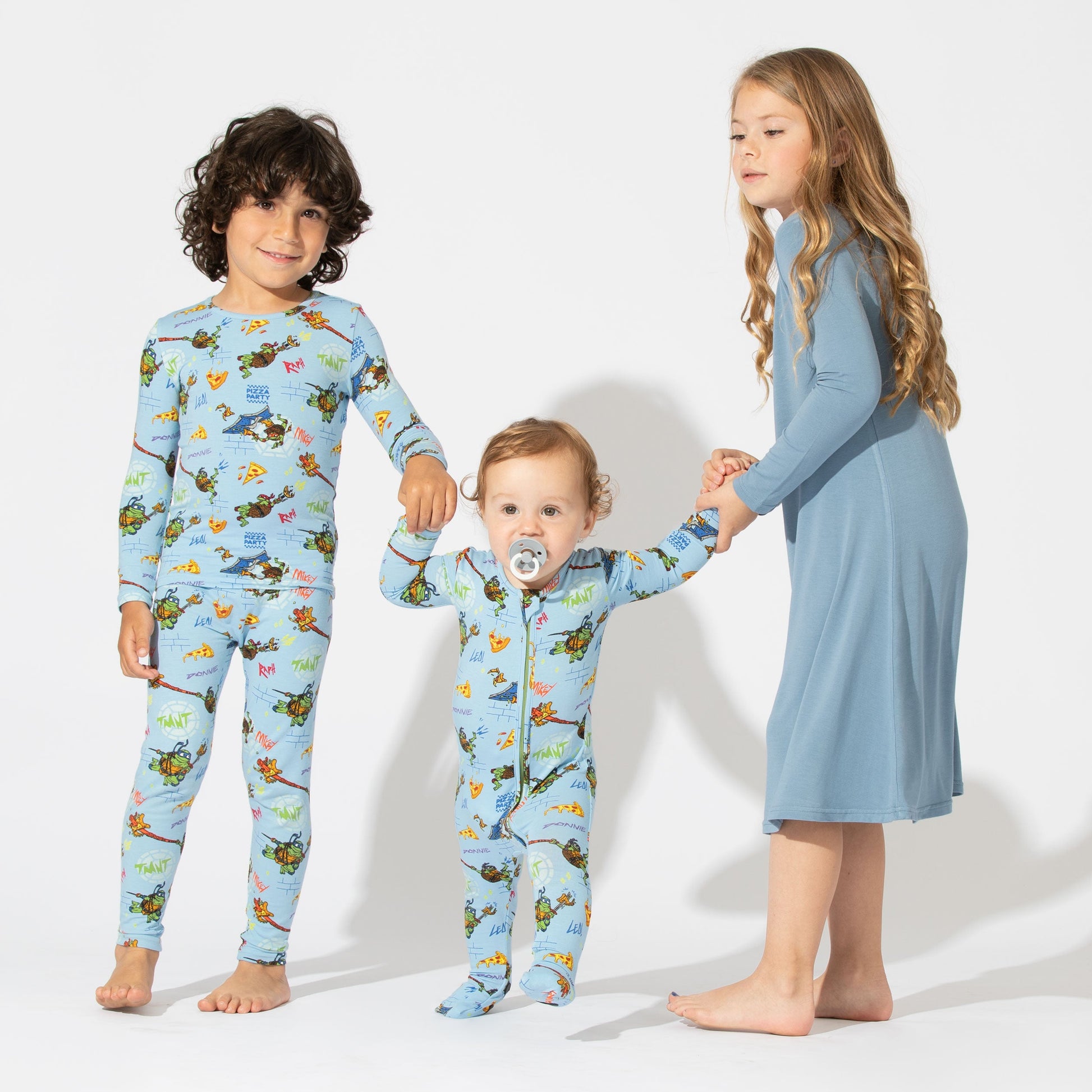 Oasis Teal Bamboo Girls' Long Sleeve Dress - Ivory Soul