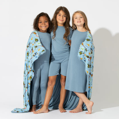 Oasis Teal Bamboo Girls' Long Sleeve Dress - Ivory Soul