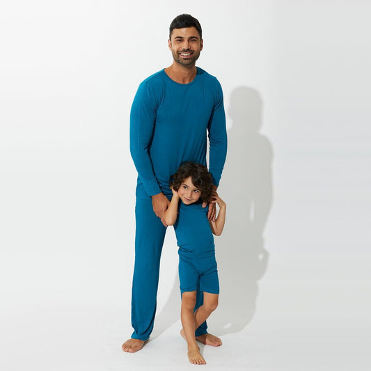 Teal Blue Bamboo Kids Pajama Short Set