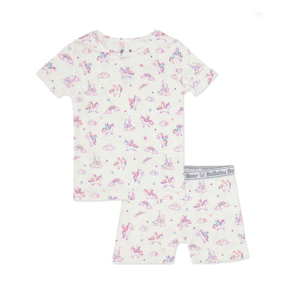 Unicorn Bamboo Kids Pajama Short Set - Ivory Soul