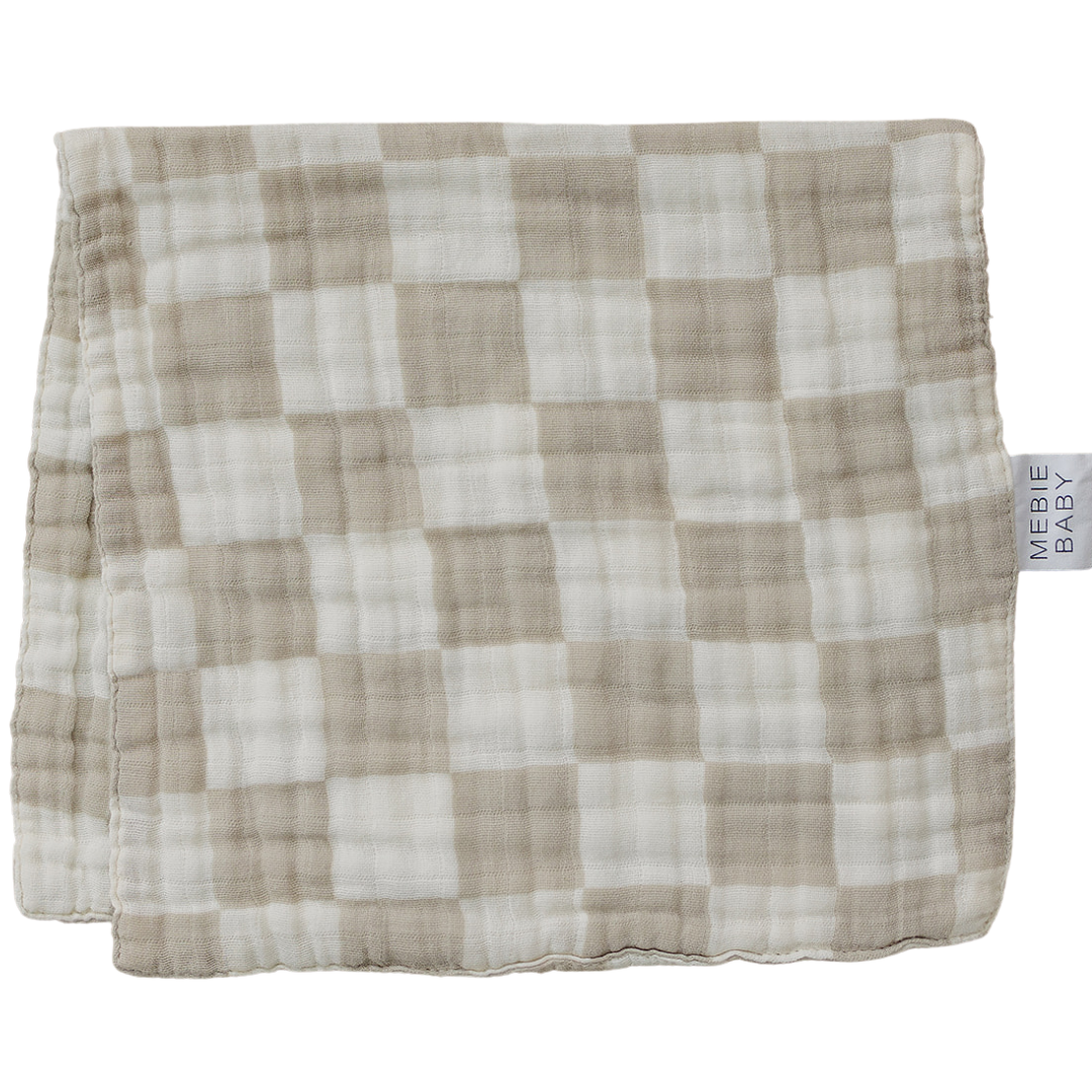 Taupe Checkered Muslin Burp Cloth - Ivory Soul