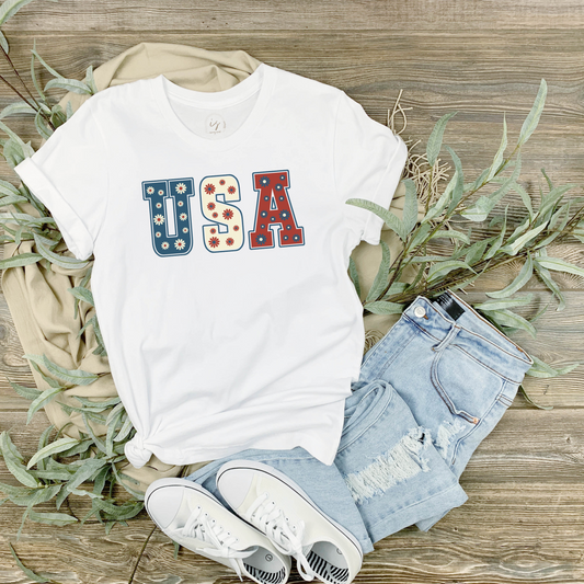 floral usa t-shirt