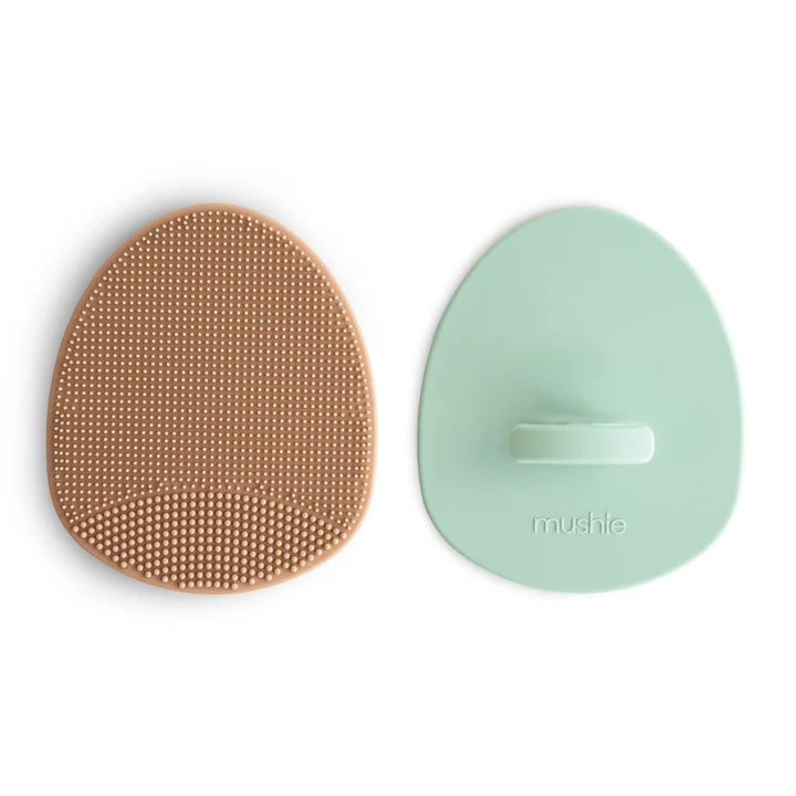 cradle cap brush, two pack - natural/cambridge blue
