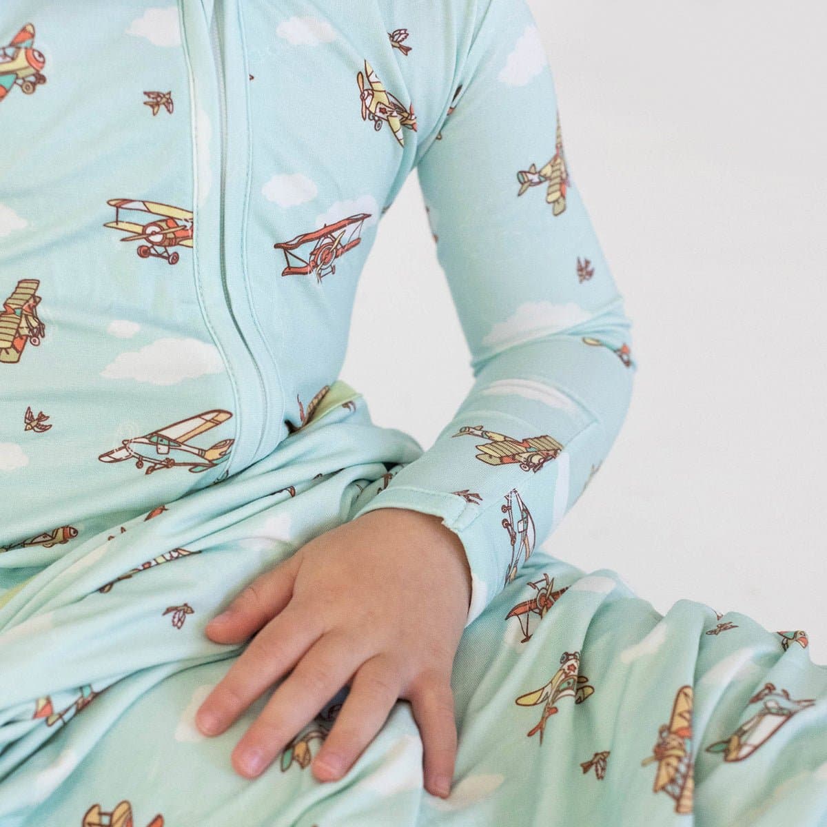 Vintage Airplanes Bamboo Convertible Footie - Ivory Soul