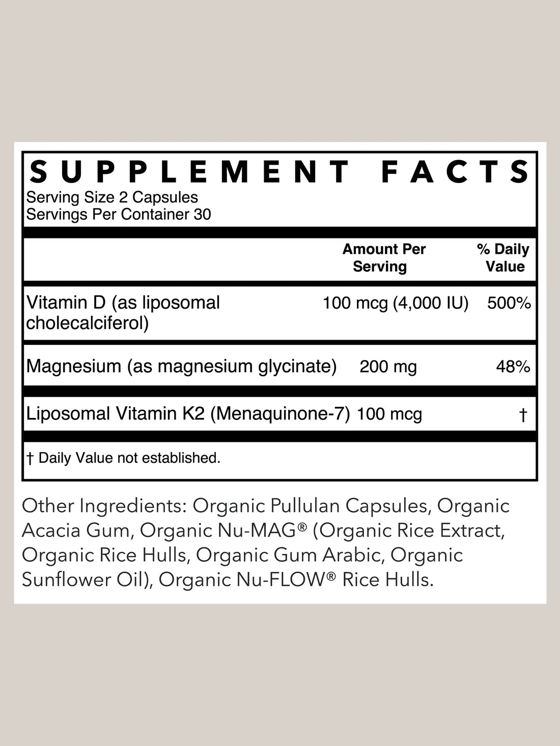 liposomal vitamin d3 + k2