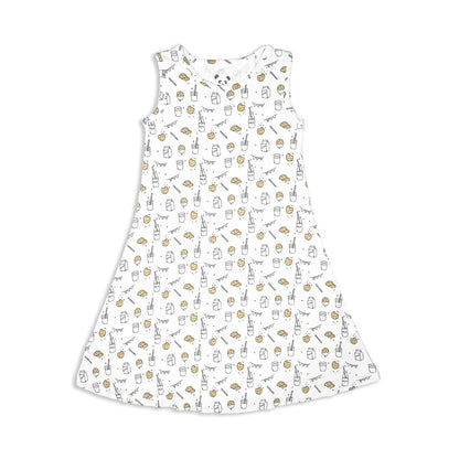 Milk & Cookies White Bamboo Girls' Sleeveless Dress - Ivory Soul