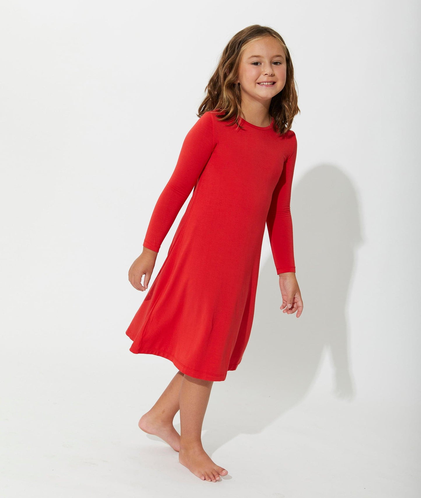 Winterberry Red Bamboo Girls' Long Sleeve Dress