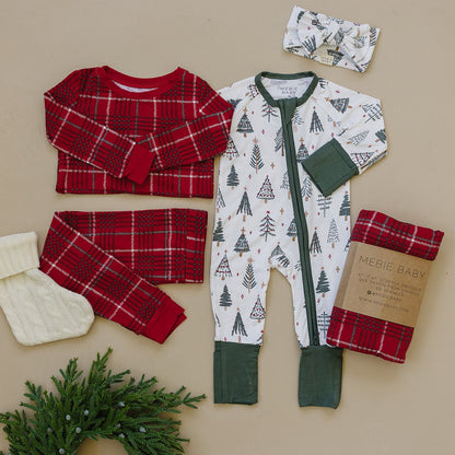 Red Plaid Bamboo Cozy Set - Ivory Soul