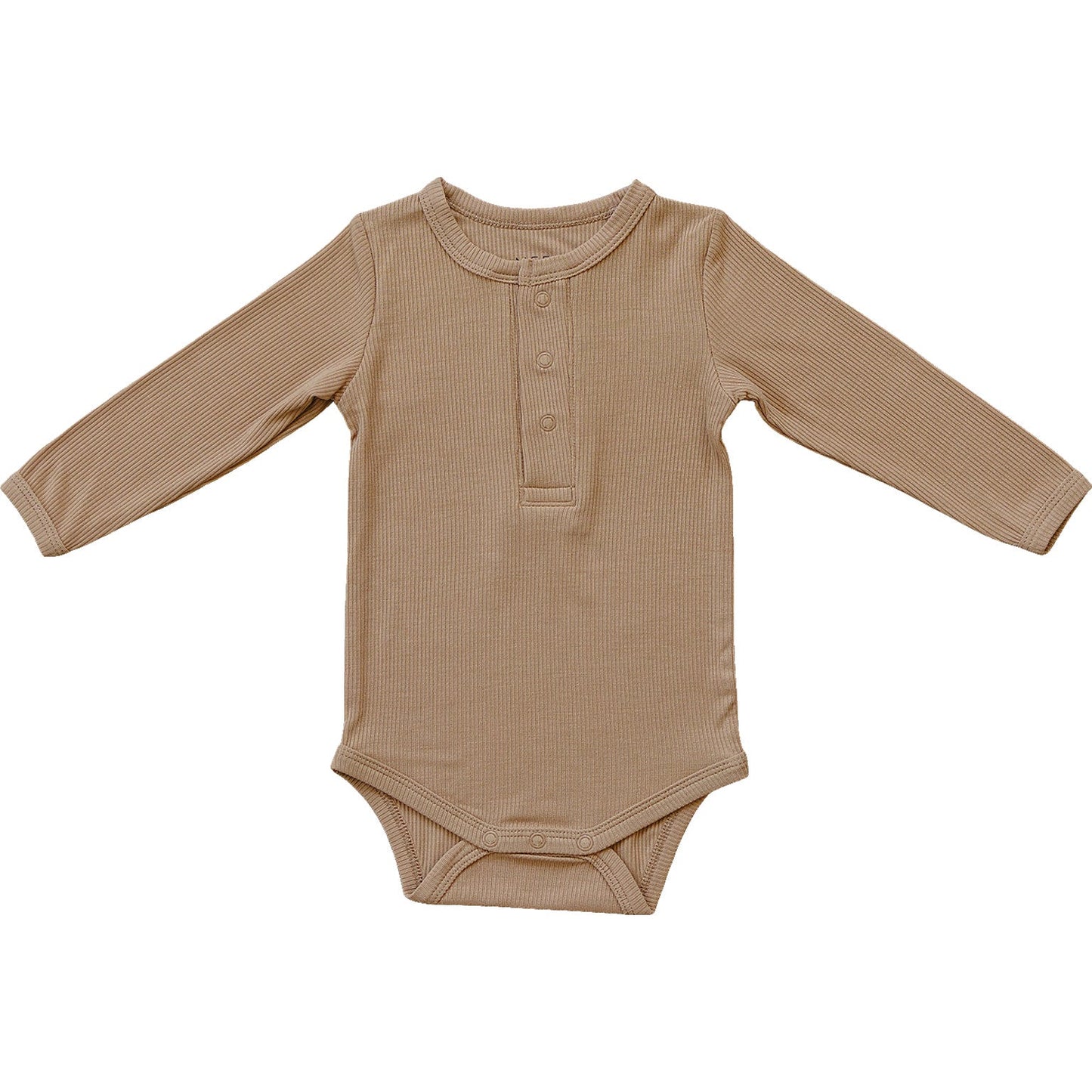 Latte Bamboo Snap Long Sleeve Ribbed Bodysuit - Ivory Soul