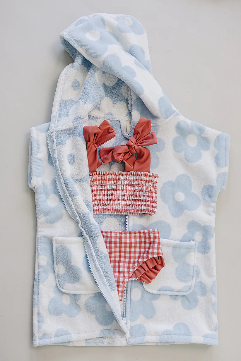 coastal floral zip-up organic cotton beach poncho